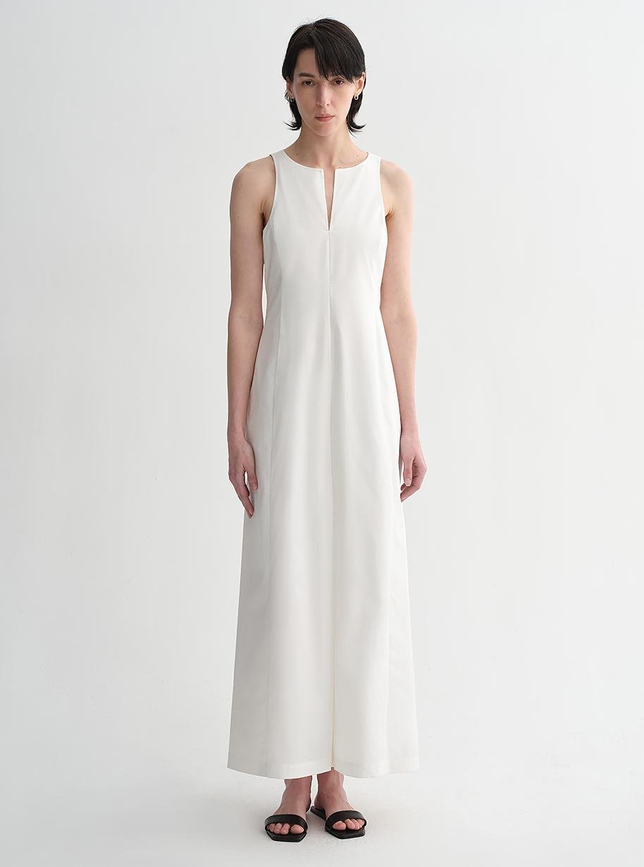 Micro - cocoon - shaped I - shaped pleated V - neck commuting slim - fitting split vest dress for women - variant_title