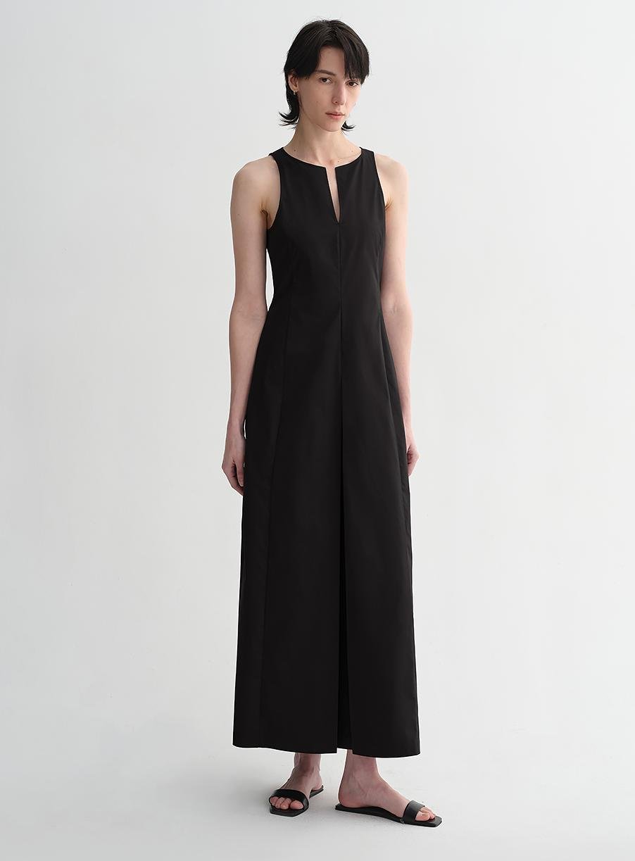 Micro - cocoon - shaped I - shaped pleated V - neck commuting slim - fitting split vest dress for women - variant_title