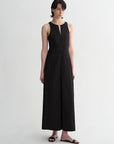 Micro - cocoon - shaped I - shaped pleated V - neck commuting slim - fitting split vest dress for women - variant_title
