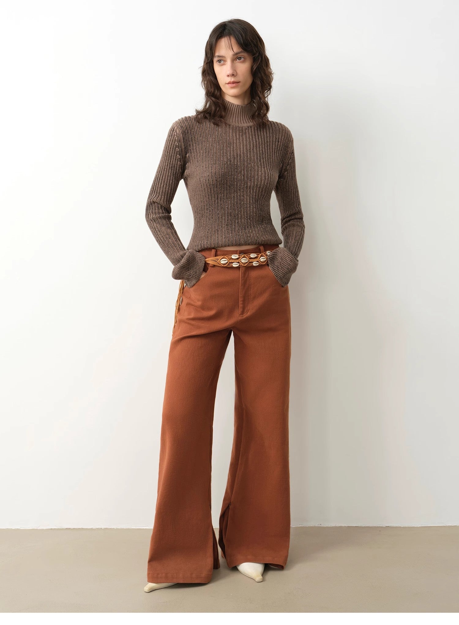 "Mid - Autumn Afternoon" Haute couture retro versatile straight - leg slightly flared wide - leg casual pants - variant_title
