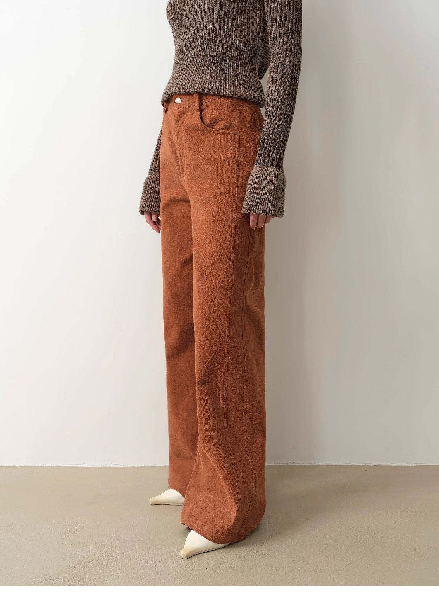 "Mid - Autumn Afternoon" Haute couture retro versatile straight - leg slightly flared wide - leg casual pants - variant_title