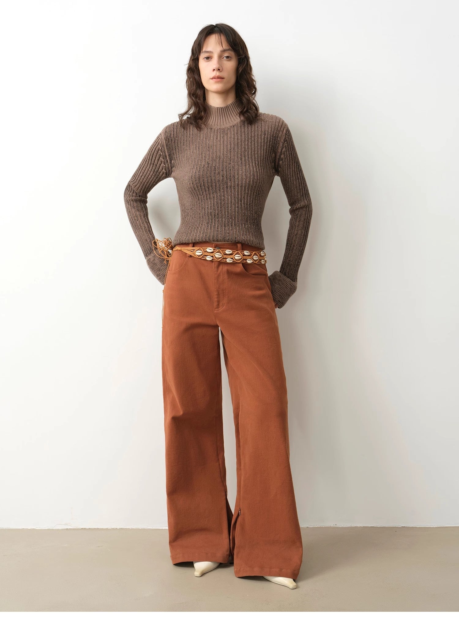 "Mid - Autumn Afternoon" Haute couture retro versatile straight - leg slightly flared wide - leg casual pants - variant_title