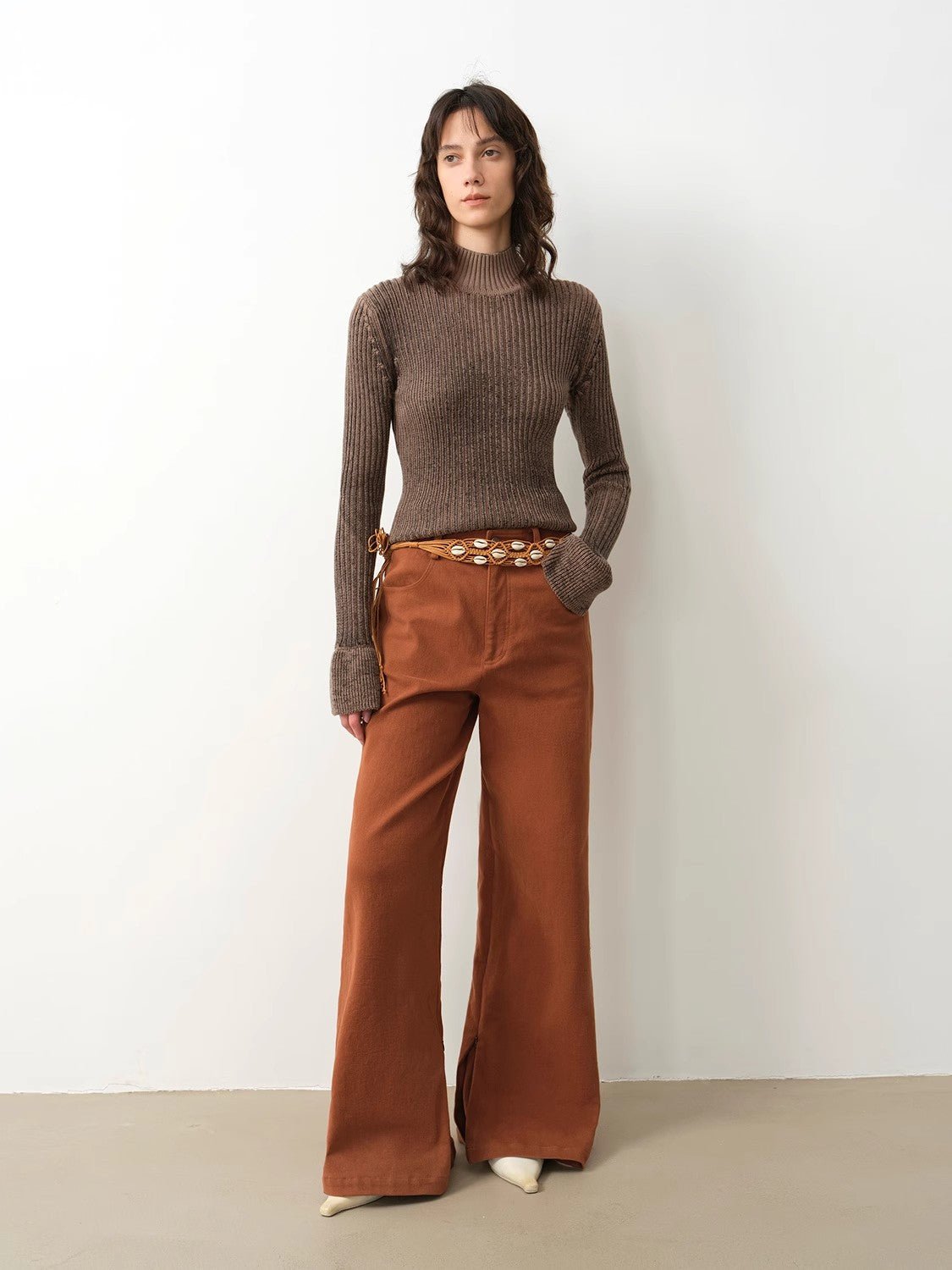 "Mid - Autumn Afternoon" Haute couture retro versatile straight - leg slightly flared wide - leg casual pants - variant_title