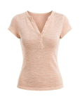 Minimalist Light Gap flower orange sequined Henley T-shirt product cutout