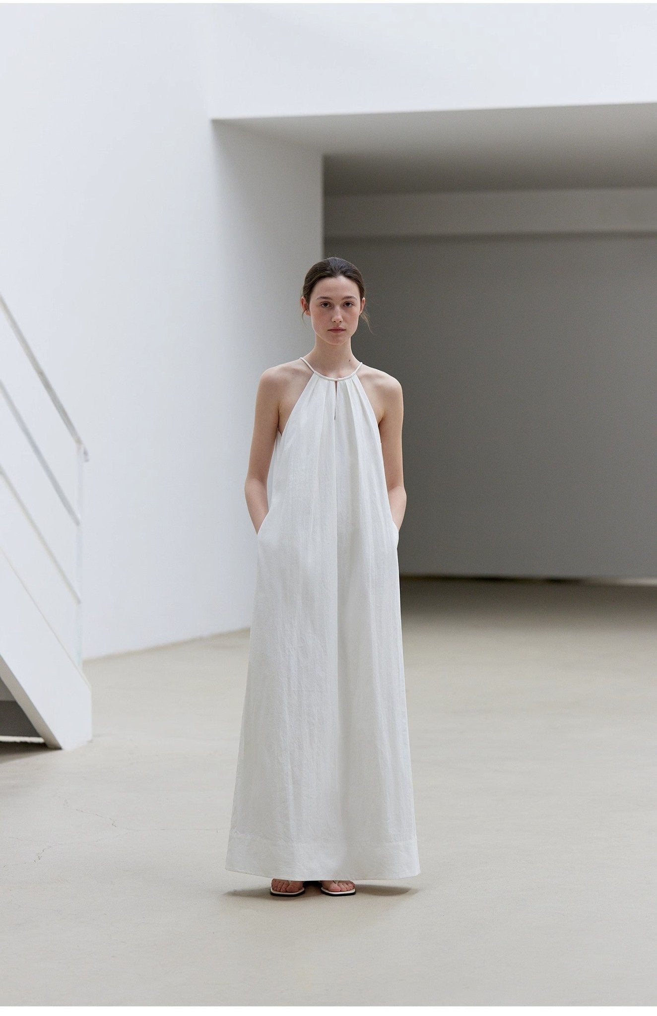 "Minimalist Rule" halter neck hollow design dress women's summer long dress - variant_title
