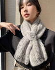 Mink fur flower fur scarf women's winter double - sided woven fur neck scarf - variant_title