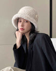 Mink Woven Fur Hat Women's Camellia Flower Bucket Hat - variant_title