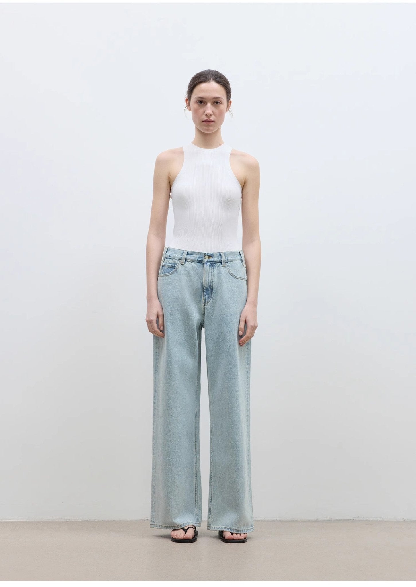 "Mint Flavor" High Waist Wide Leg Loose Washed Jeans Women - variant_title