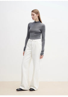"Mint Flavor" High Waist Wide Leg Loose Washed Jeans Women - variant_title