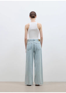 "Mint Flavor" High Waist Wide Leg Loose Washed Jeans Women - variant_title