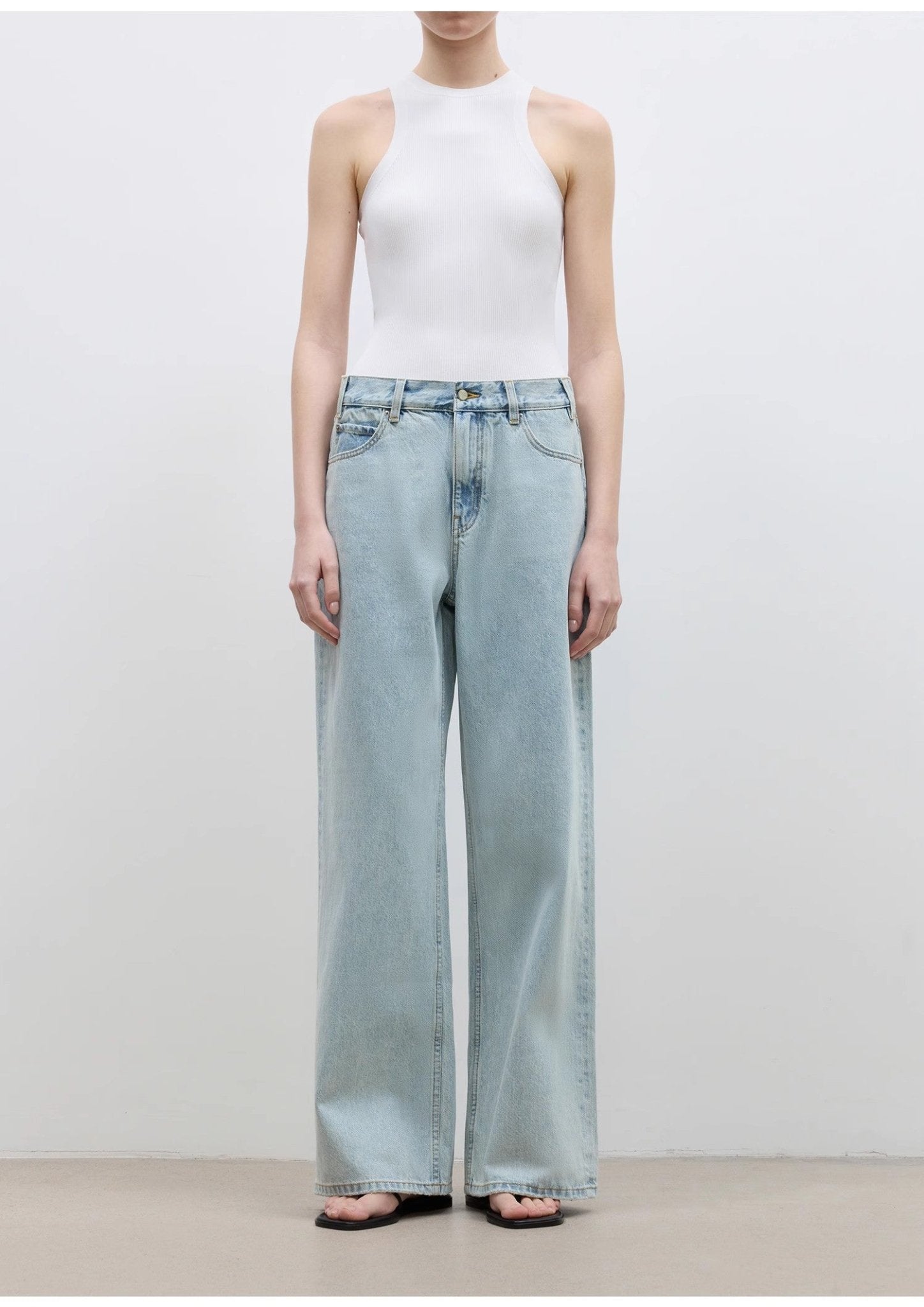 "Mint Flavor" High Waist Wide Leg Loose Washed Jeans Women - variant_title