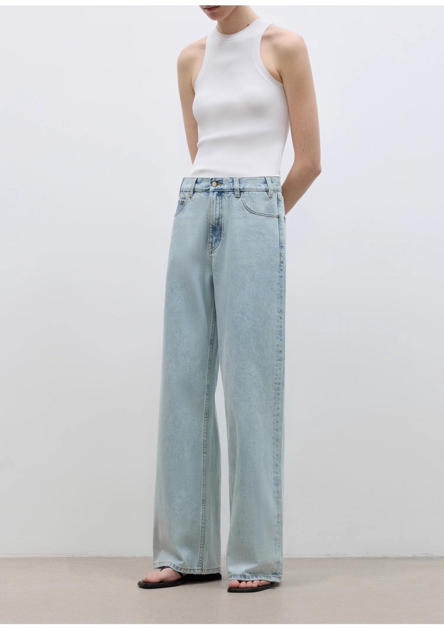"Mint Flavor" High Waist Wide Leg Loose Washed Jeans Women - variant_title