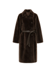 Mocha Phantom copper brown Merino shearling coat, front product view