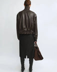 THE ARTM Women's Funnel Neck Leather Jacket - Modern Minimal, Relaxed Fit