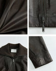 THE ARTM Women's Funnel Neck Leather Jacket - Modern Minimal, Relaxed Fit