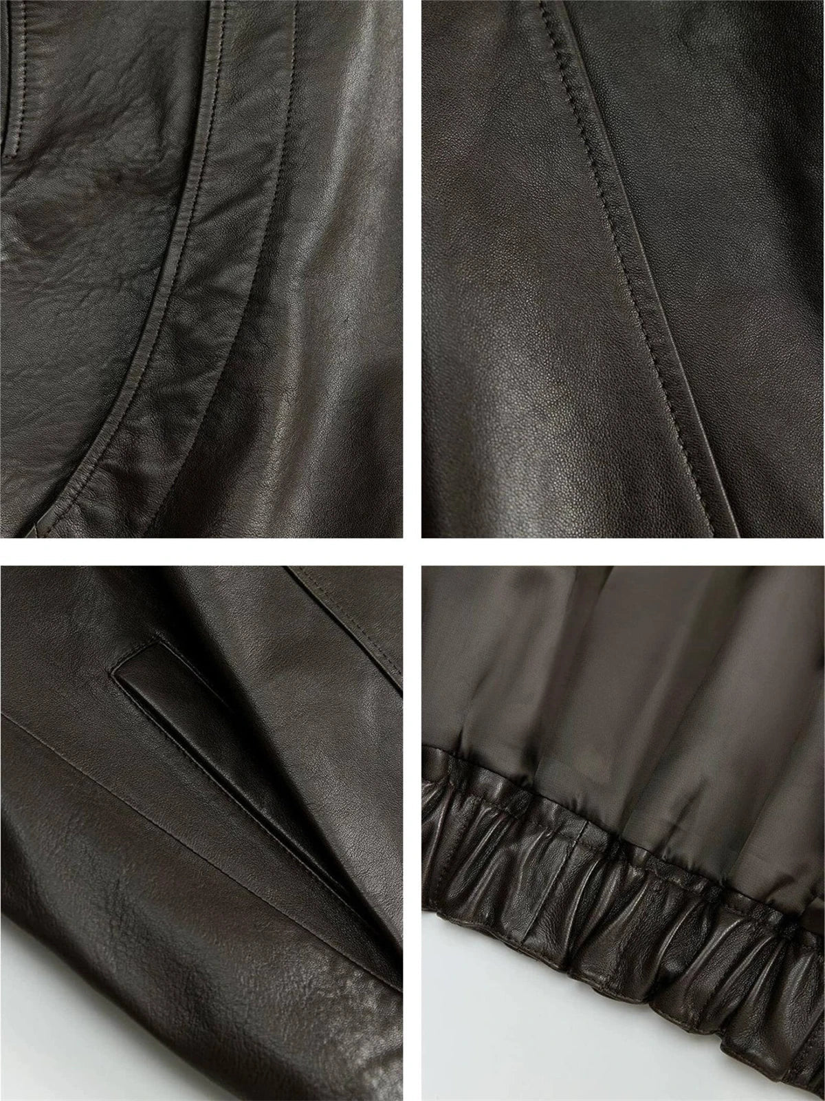 THE ARTM Women's Funnel Neck Leather Jacket - Modern Minimal, Relaxed Fit