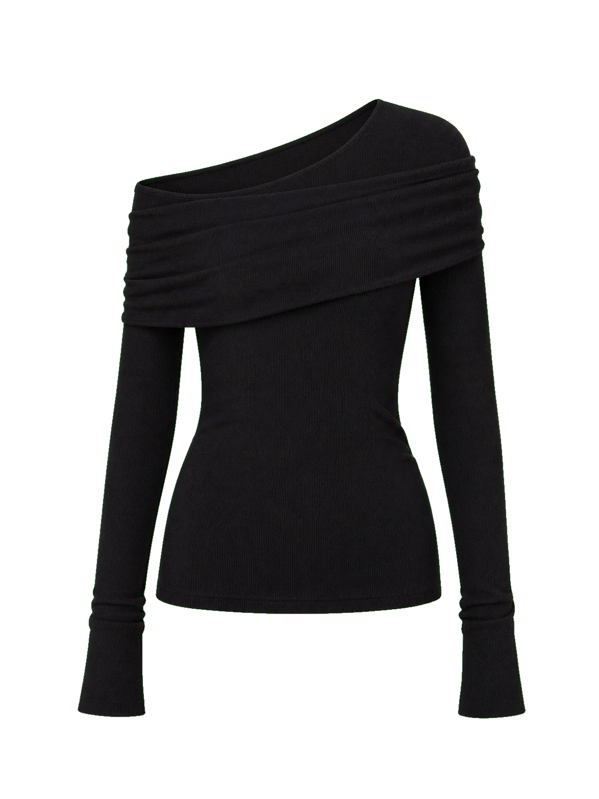 Modern Tricks layered one-shoulder knitted top black product cutout
