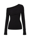 Modern Tricks layered one-shoulder knitted top black product cutout