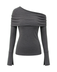 Modern Tricks layered one-shoulder knitted top dark gray product cutout