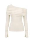 Modern Tricks layered one-shoulder knitted top off-white product cutout