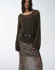 Mohair Sequin Knit Blended Hollow oversized sweater Loose O - Neck Top Long Sleeve,"Sparkling Spring" - variant_title