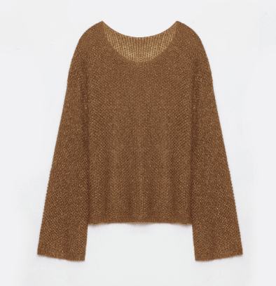 Mohair Sequin Knit Blended Hollow oversized sweater Loose O - Neck Top Long Sleeve,"Sparkling Spring" - variant_title