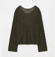Mohair Sequin Knit Blended Hollow oversized sweater Loose O - Neck Top Long Sleeve,"Sparkling Spring" - variant_title