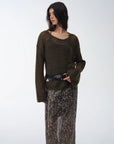 Mohair Sequin Knit Blended Hollow oversized sweater Loose O - Neck Top Long Sleeve,"Sparkling Spring" - variant_title