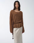 Mohair Sequin Knit Blended Hollow oversized sweater Loose O - Neck Top Long Sleeve,"Sparkling Spring" - variant_title