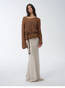 Mohair Sequin Knit Blended Hollow oversized sweater Loose O - Neck Top Long Sleeve,"Sparkling Spring" - variant_title
