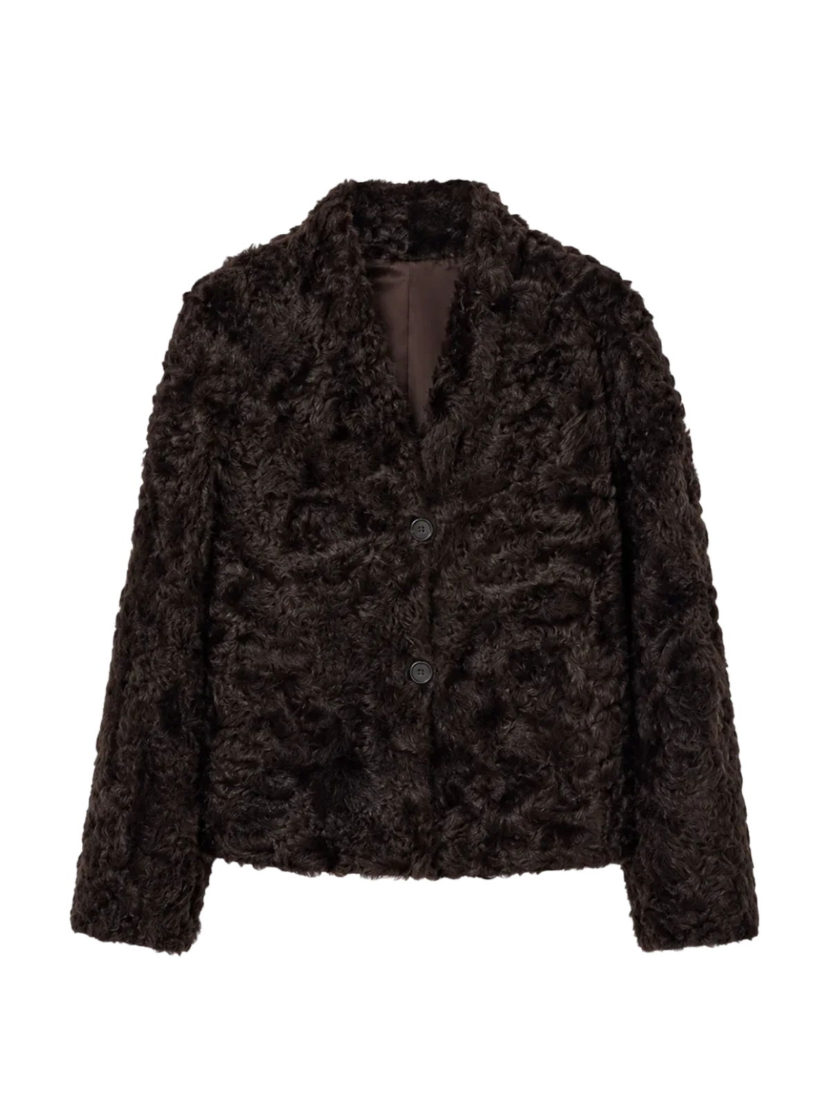 Mole Manor purple plum lake lamb shearling coat, front product view