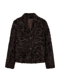 Mole Manor purple plum lake lamb shearling coat, front product view