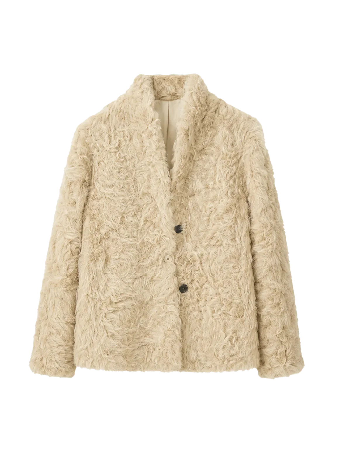 Mole Manor taro pink lake lamb shearling coat, front product view