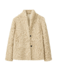Mole Manor taro pink lake lamb shearling coat, front product view