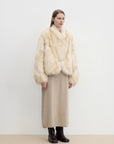 "Monet's Garden" imported high - quality fox fur V - neck spray - colored jacket - variant_title