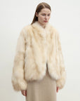 "Monet's Garden" imported high - quality fox fur V - neck spray - colored jacket - variant_title