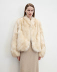 "Monet's Garden" imported high - quality fox fur V - neck spray - colored jacket - variant_title