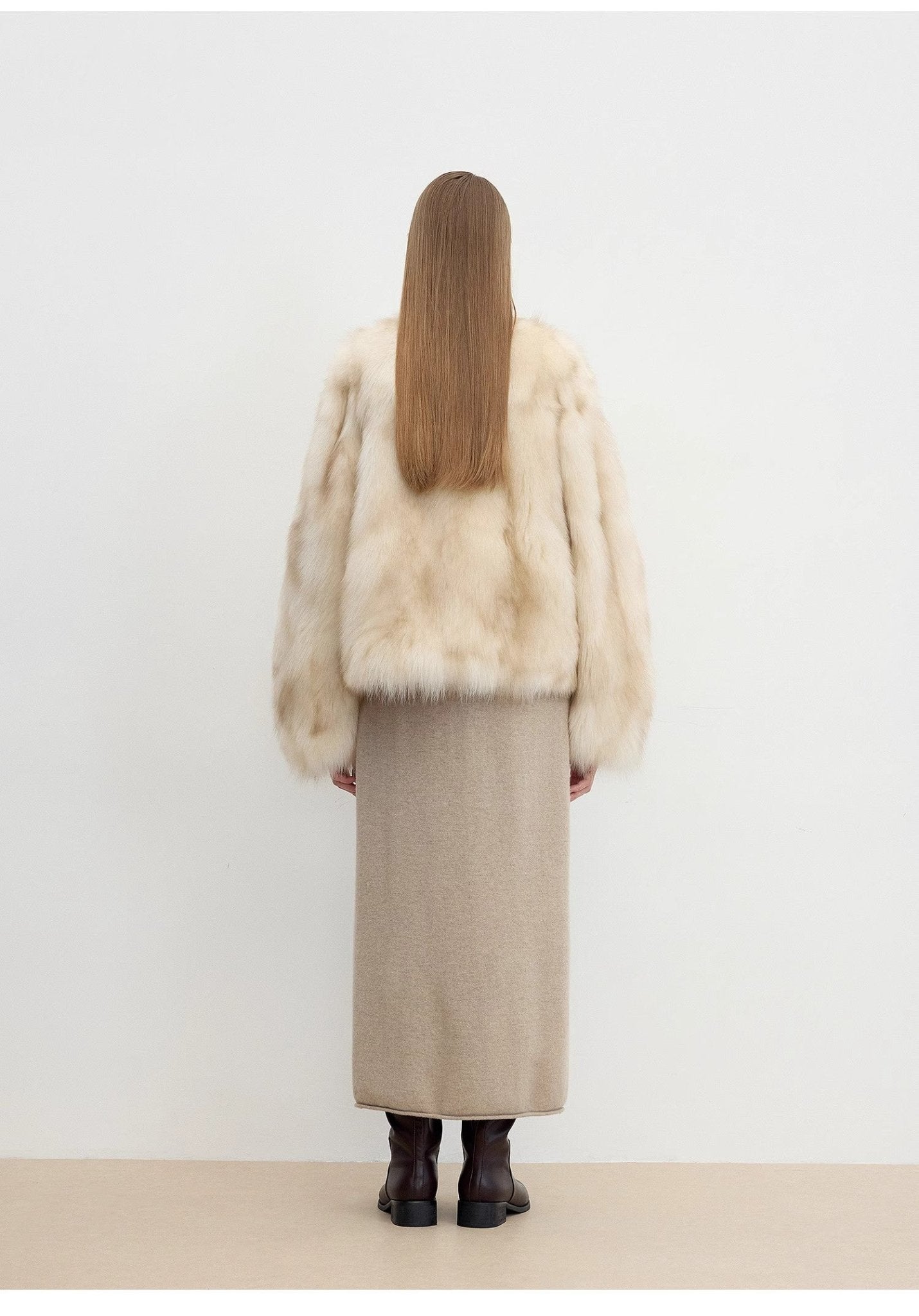 "Monet's Garden" imported high - quality fox fur V - neck spray - colored jacket - variant_title