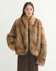 "Monet's Garden" imported high - quality fox fur V - neck spray - colored jacket - variant_title