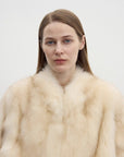 "Monet's Garden" imported high - quality fox fur V - neck spray - colored jacket - variant_title