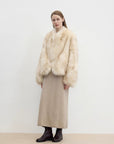 "Monet's Garden" imported high - quality fox fur V - neck spray - colored jacket - variant_title