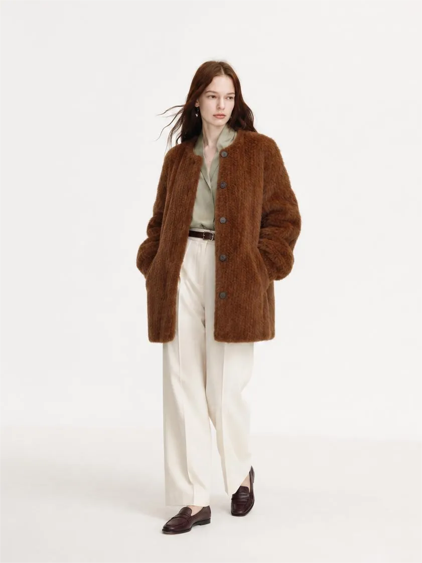 Moon Serenade hand-woven mink mid-length coat product image 03