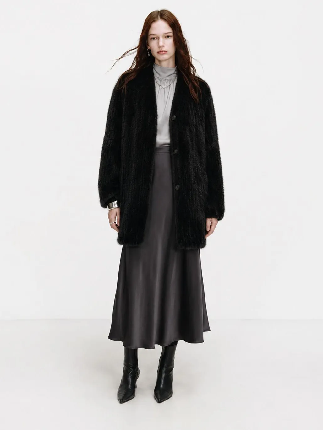 Moon Serenade hand-woven mink mid-length coat product image 06