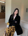 "Moon Serenade" High - luxury imported velvet mink woven fur coat mid - length mink coat (handmade) - variant_title