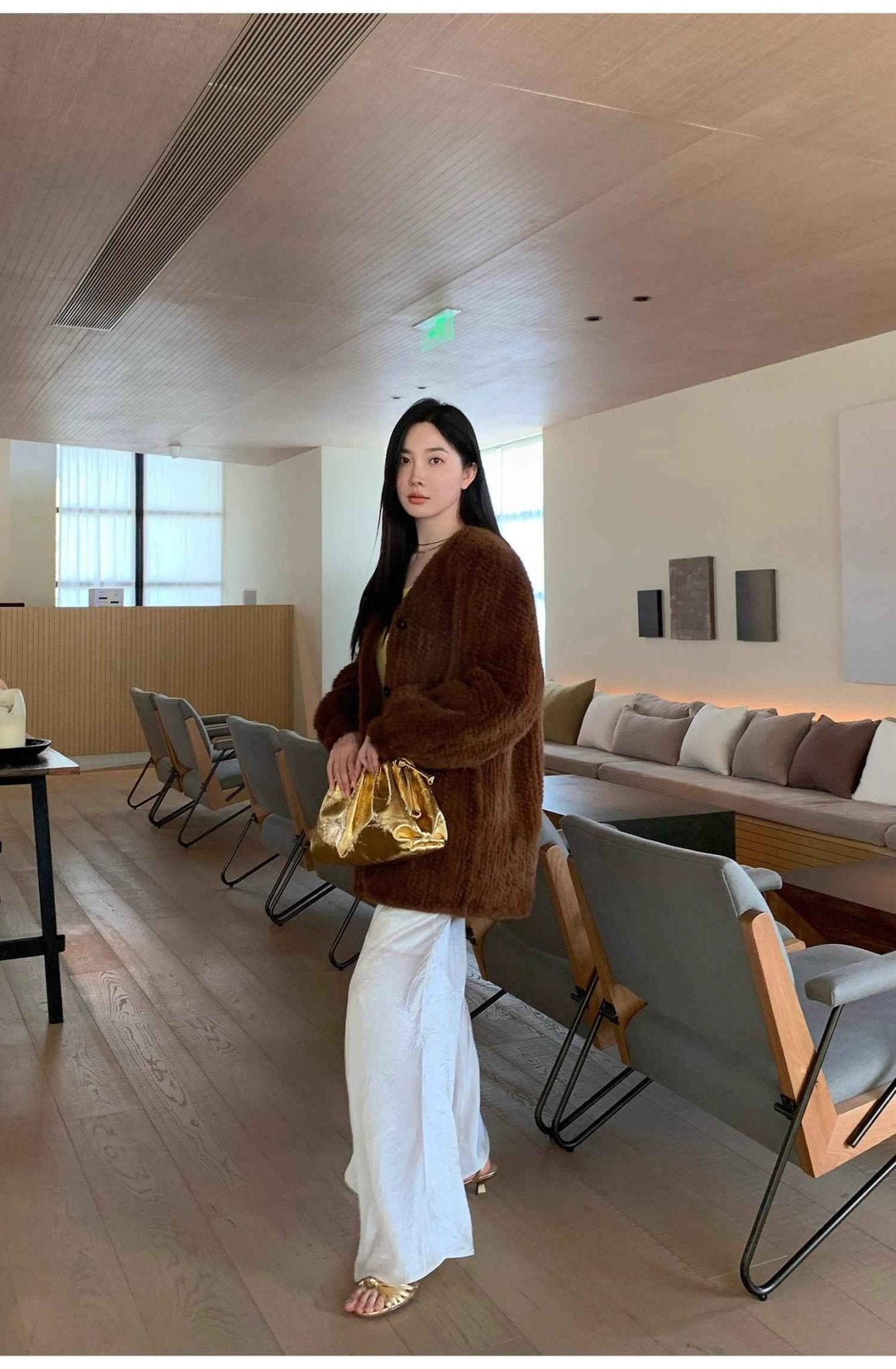 "Moon Serenade" High - luxury imported velvet mink woven fur coat mid - length mink coat (handmade) - variant_title