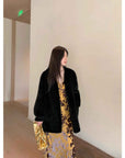 "Moon Serenade" High - luxury imported velvet mink woven fur coat mid - length mink coat (handmade) - variant_title