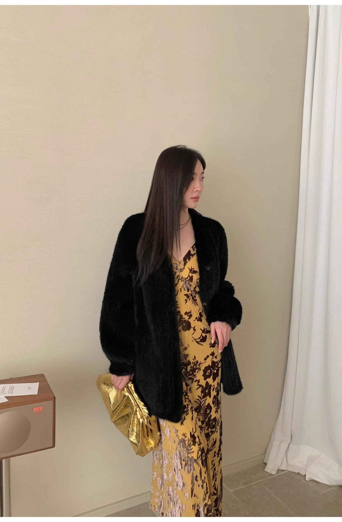 "Moon Serenade" High - luxury imported velvet mink woven fur coat mid - length mink coat (handmade) - variant_title