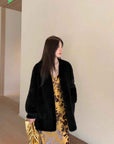 "Moon Serenade" High - luxury imported velvet mink woven fur coat mid - length mink coat (handmade) - variant_title