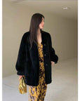 "Moon Serenade" High - luxury imported velvet mink woven fur coat mid - length mink coat (handmade) - variant_title