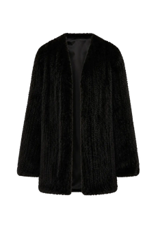 Moon Serenade Black hand-woven mink coat, transparent product view
